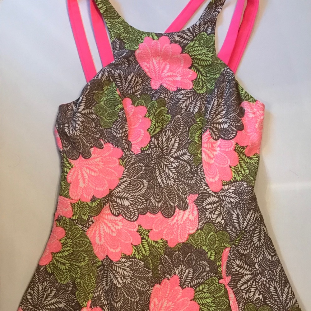 Pink/lime A-line dress